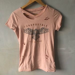 pink distressed tee